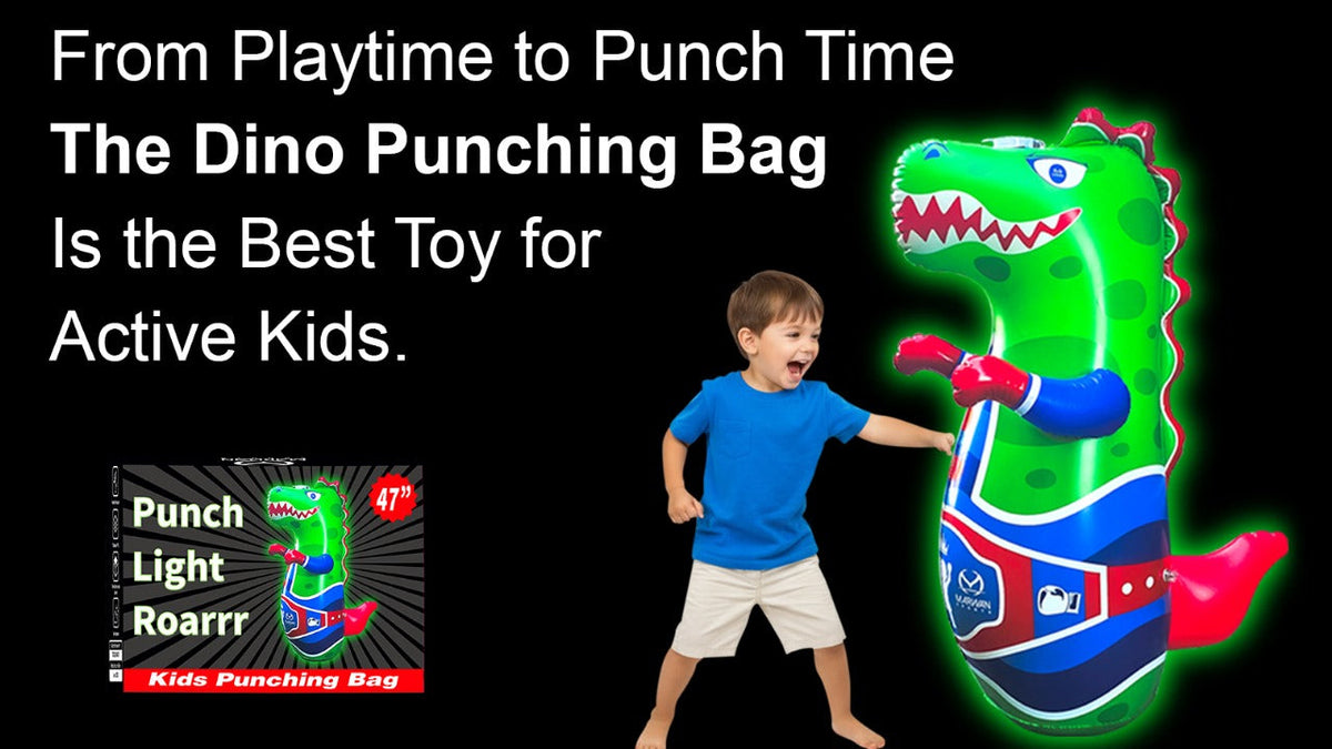 “A Colorful Glow of Fun – The New Light-Up Dino Punching Bag”