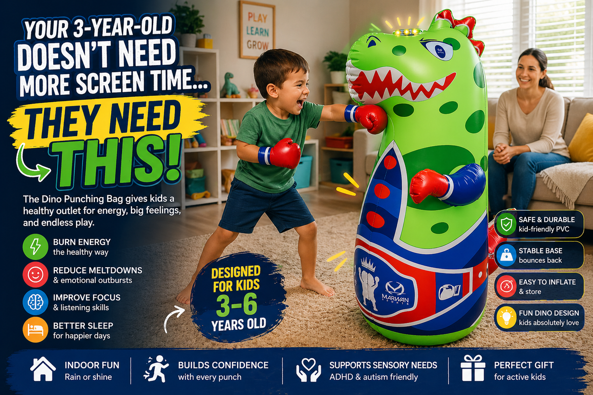 Dino Punching Bag for Kids 3-6: ADHD & Sensory-Friendly Active Play