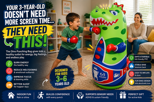 Dino Punching Bag for Kids 3-6: ADHD & Sensory-Friendly Active Play