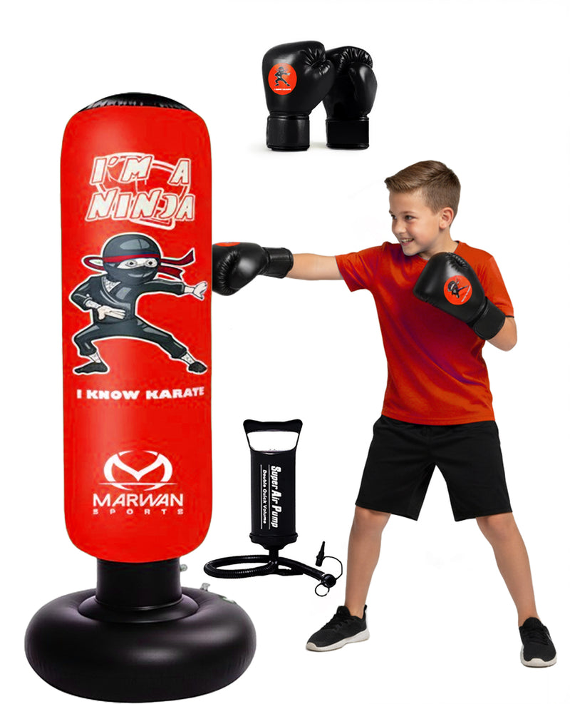 Ninja Punching Bag for Kids (Ages 4–12) – Red Edition (63 Inches Tall)
