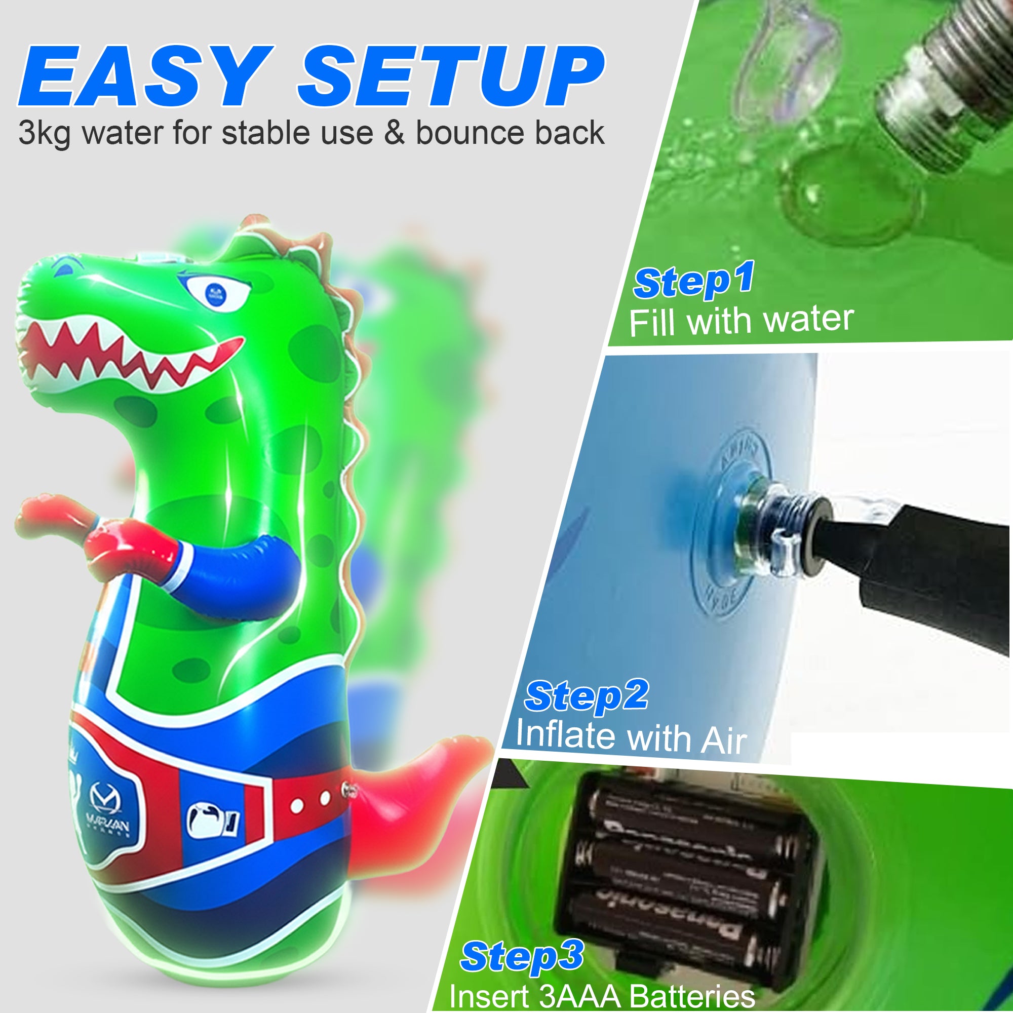 Dinosaur Light &amp; Roar Punching Bag for Kids (Ages 3–8)