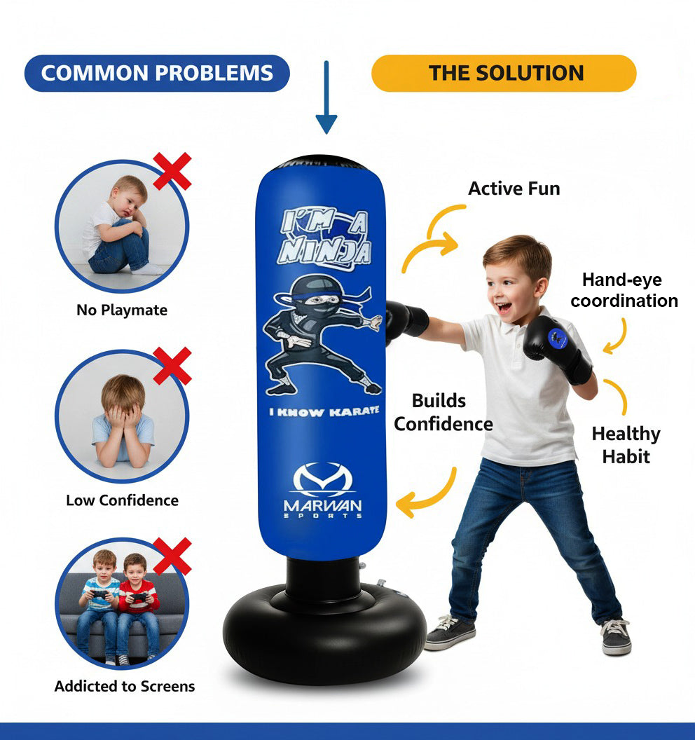 Ninja Punching Bag for Kids (Ages 3–8) – Active Play Toy for Strength, Confidence & Sensory Regulation