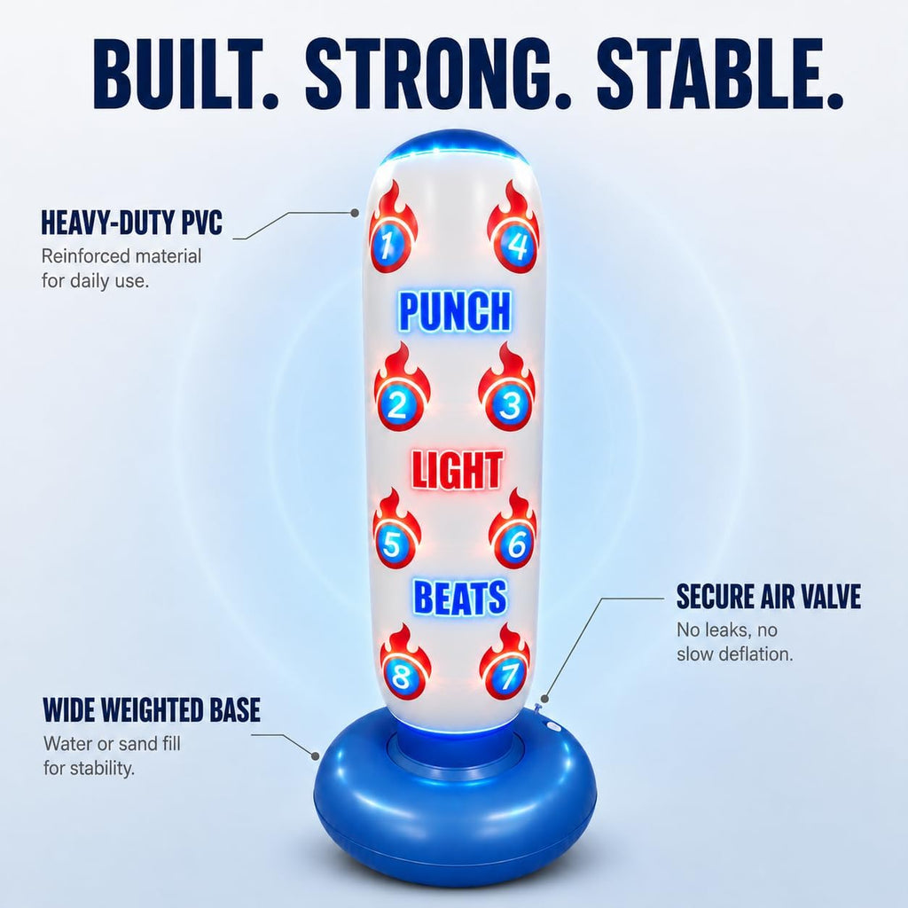 Light up punching bag for kids easy setup at home