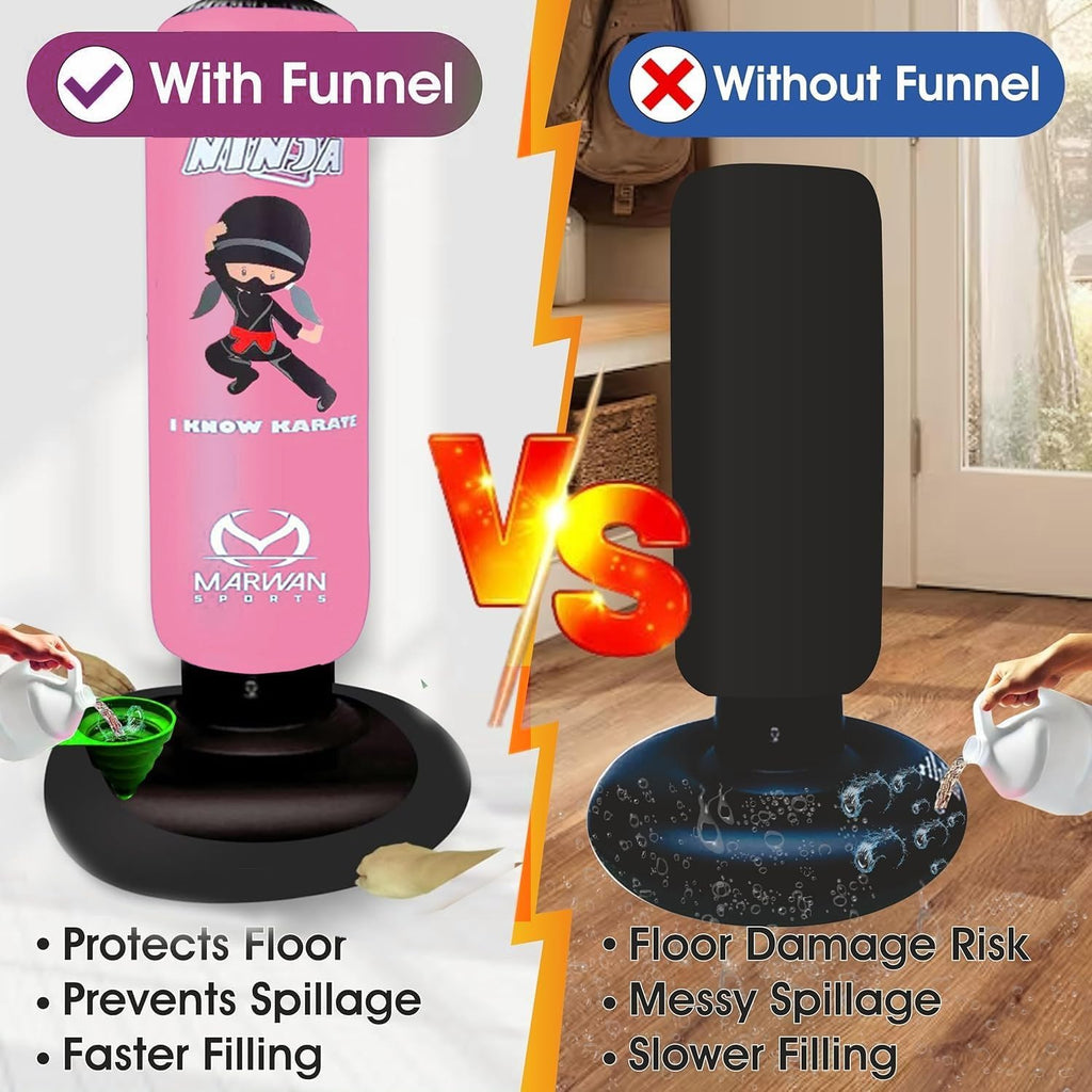 Pink Ninja Punching Bag for Kids Ages 4-12 | 63" Sensory Toy