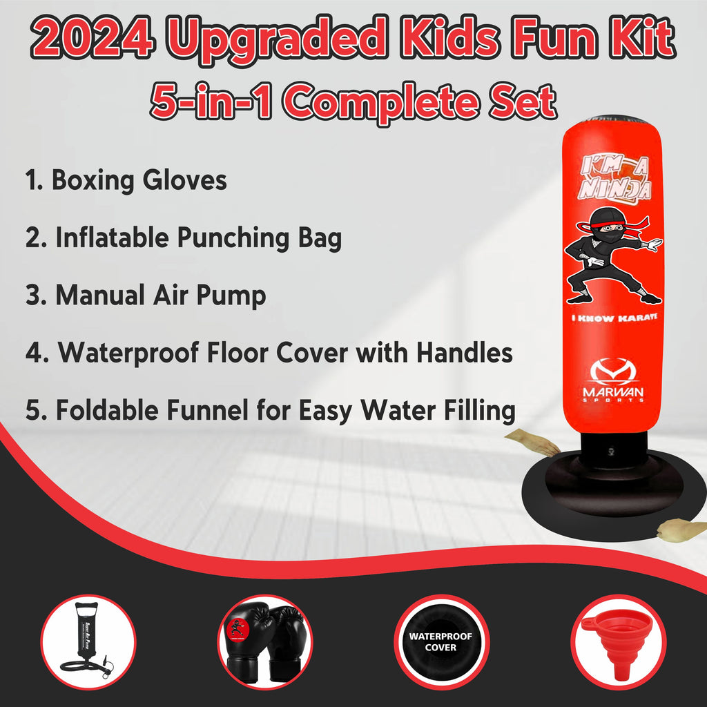 Ninja Punching Bag for Kids (Ages 4–12) – Red Edition (63 Inches Tall)
